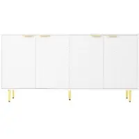 OKWISH Sideboard aus MDF und Spanplatte, Weiß, 160x40x80 cm, 4 Türen, Soft-Close, höhenverstellbare Böden
