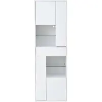 STILVORA Vitrine aus Spanplatte Weiß 55x38x170 cm Hochglanz, LED, 1 Schublade