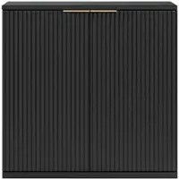 MODFU Sideboard aus MDF in Schwarz, Faltenfront, 80x40x80 cm, mit geräumigem Stauraum