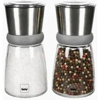MamboCat 2er Set Molino Gewürzmühlen grau Glas Keramikmahlwerk Salz Pfeffer