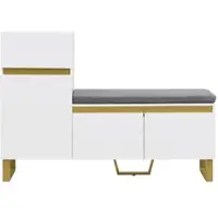 STILVORA Schuhschrank MDF Weiß 120x35x85 cm mit Sitzkissen, Schublade und Türen