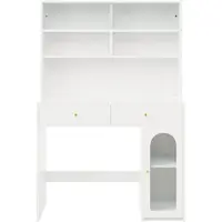 STILVORA Küchenschrank mit Arbeitsfläche und integrierter Barfunktion, Sideboard mit 2 Schubladen und offenem Stauraum, Hochschrank mit Hakenleiste und verstellbarem Einlegeboden, Weiß