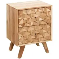 KADIMA DESIGN Nachtkonsole REWA 44x61x35cm Akazie Massivholz Nachtschrank Hoch, Landhaus Nachtkommode Boxspringbett, Nachttisch Schubladen, Nachtkästchen