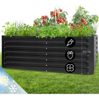 Blumfeldt Hochbeet aus Metall, Wetterfestes Stahl-Hochbeet für Balkon & Garten, Rostfreies Hochbeet Verzinkt, Freistehende Hochbeete 200x100x60 cm, 1200L Pflanzkübel Groß für Blumen, Obst, Gemüse