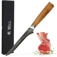Wakoli Damast Filetiermesser und Ausbeinmesser I 14cm Klinge I Olivenholzgriff