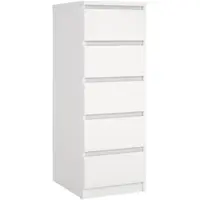 Wellhome - Schlafzimmerkommode mit 5 Schubladen in der Farbe Weiß 41 x 50 x 112 cm - Sil White
