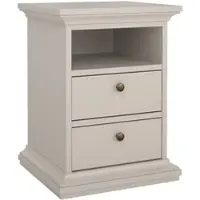 Wellhome - Nachttisch mit 2 Schubladen in der Farbe Beige-Grau 44 x 40 x 59 cm - Cabriel