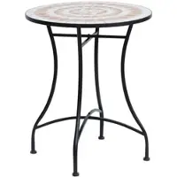 Outsunny Gartentisch, runder Tisch mit Keramikmosaik, Terrassen-Couchtisch