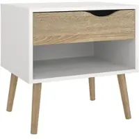Wellhome - Nachttisch mit 1 Schublade in den Farben Weiß und Vintage-Eiche 51 x 40 x 50 cm - Tajo