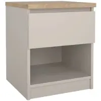 Wellhome - Nachttisch mit 1 Schublade in den Farben Beige-Grau und Eiche 41 x 40 x 50 cm - Sil Cashmere