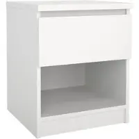 Wellhome - Nachttisch mit 1 Schublade in der Farbe Weiß 41 x 40 x 50 cm - Sil White