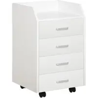Vinsetto Rollender Büroschrank 4 Schubladen MDF Spanplatte 40B x 36T x 65H cm/Weiß