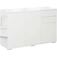 HOMCOM Hochglanz-Sideboard Push-Open-Design 2 Schubladen Wohnzimmer Schlafzimmer Weiß