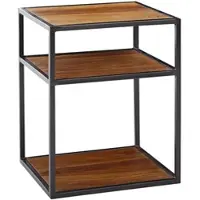KADIMA DESIGN Nachttisch Sheesham Massivholz / Metall 40x50x35 cm Beistelltisch Hoch, Design Nachtkonsole Boxspringbett mit Ablage, Industrial Wohnzimmertisch Hoch