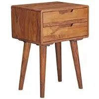 KADIMA DESIGN Nachtkonsole 47 x 66 x 36 cm WL5.578 Sheesham Nachttisch Boxspringbett, Nachtkästchen 2 Schubladen Landhausstil, Nachtkommode Bett Massiv-Holz Bett,