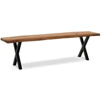 KADIMA DESIGN Esszimmerbank 140x40x45,5 cm Akazie Massivholz / Metall mit Baumkante, Esstischbank Modern, Holzbank Massiv ohne Lehne, Küchenbank Essbank mit