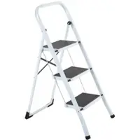 Raburg Stahl-Klapptritt-Leiter, 3 Stufen, Stahl, kompakt klappbar - 67,5 cm hoch, Universal-Leiter, Helfer für den Alltag, Weiß, Step Medium