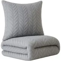 Leonado vicenti Bettwäsche 135x200 cm Grau Winter Plüsch Damast Premium Cashmere Touch geprägtes Design Blumen mit Reißverschluss extra warm flauschig 4 Teilig