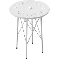 Outsunny Runder Gartentisch, Terrassentisch, 40 x 50 cm mit verstellbaren Beinen und X-Rahmen, Indoor/Outdoor Akzenttisch, Weiß
