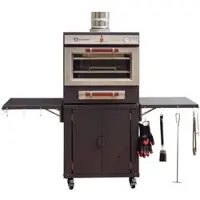 MAESTRO FERRETERO Professioneller Glut- und Holzkohle-Grillofen ECO 70 INOX aus Edelstahl, Holzkohleofen mit Grillrost und Edelstahlplatte