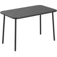 Outsunny Garten-Esstisch für 4 Personen, rechteckig, 120 x 70 cm, mit Lamellentischplatte, abgerundeten Ecken und rostbeständigem Stahlrahmen, Grau