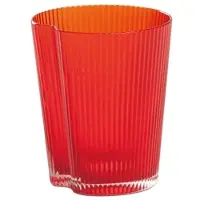 Zafferano 6er-Set rote mundgeblasene Trinkgläser, handliches ergonomisches Design, stapelbar mit vertikalen Rillen, perfekte Gläser für jeden Esstisch