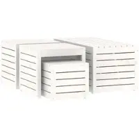 Helloshop26 - Set mit 4 Gartenaufbewahrungsboxen massives Kiefernholz weiß