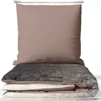 Leonado vicenti 2 teilige Baumwolle Bettwäsche Set 155x200 cm Renforce Beige Braun Schwarz Pflanzen Wendebettwäsche mit Reißverschluss