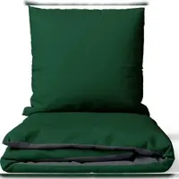 Leonado vicenti Satin Bettwäsche 155x220 100% Baumwolle Grün Luxus Set Uni Wendeseite Anthrazit Kissenbezug 80x80 cm Reißverschluss