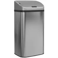 MODFU Sensor-Mülleimer Edelstahl Silber 33x25x69 cm, 48 L, Infrarotsensor, automatische Schließfunktion