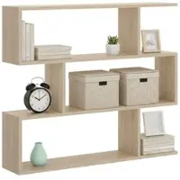 Dmora Buchhandlung Hampton, Niedriges doppelseitiges Bücherregal, Regal mit drei Fächern, Modernes Büroregal, 110x24h97 cm, Eiche