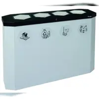 Stumpf Sixco Recycling-Station-4fach, 4 x 45 Liter, lichtgrau, mit Klappen aus Edelstahl