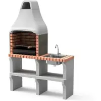 MOVELAR Grill Iberia XL, mit 1 Arbeitsplatte mit Spüle und Wasserhahn, aus farbigem Ziegelstein