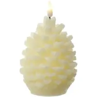 MARELIDA LED Kerze Tannenzapfen Echtwachs Zapfenform Weihnachtsdeko H: 13cm Timer creme