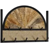 KADIMA DESIGN Wandgarderobe Mango Massivholz / Rattan 53x40x7,5 cm Design Flurgarderobe, Hakenleiste Wiener Geflecht, Wandpaneel Metall, Garderobe Wand,
