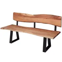 KADIMA DESIGN Esszimmerbank Massivholz Baumkante mit Lehne, Akazie 180x60x86 cm
