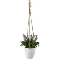 Décoris Künstlicher Lavendel 20cm im Hängetopf Kunstpflanze Lavendelpflanze Topfpflanze hängende Frühlingsdeko Osterdeko Sommerdeko Lila Grün