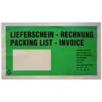 VEPATIM 1000x Dokumententaschen *Lieferschein/Rechnung* DIN Lang 235x130mm grün