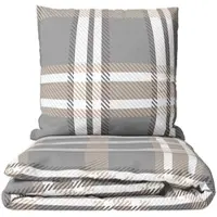 Leonado vicenti Bettwäsche 200x220 cm Fleece Grau Beige Kariert Winter warm