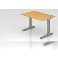 Proregal - Büromöbel mit top Leistungsdaten Schreibtisch Mika | Buche | Silber Gestell | BxT 120x80cm | Arbeitshöhe 65-85cm | höhenjustierbar, 1cm Raster | C-Fuß-Gestell | Rechteckform