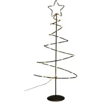 Wellhome - Dekorativer schwarzer Weihnachtsbaum aus Metall mit Stern, 46 LED-Lichtern und Timer, 24 x 10 x 53 cm