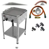 ChattenGlut ChattenTec Professional doppelwandiger Gastrobräter 2-flammig Standgerät 8 kW, Flüssiggas 485x530x830 mm mit Gewerberegler und Pfanne