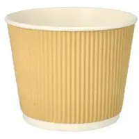Papstar Suppenbecher, Pappe rund 998 ml Ø 13,5 cm, 10,8 cm braun/weiß Ripple Wall 500 Stück