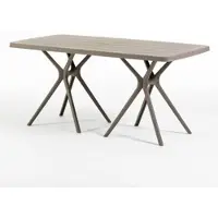 Idea New Garden Srl Rechteckiger Außentisch 158x84 cm aus Polypropylen mit Glasfasern, robust und widerstandsfähig, zentrale Öffnung für Sonnenschirm, modernes Design - OLIVER - Beige