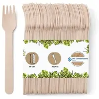 Biozoyg 1000 Stück Kuchengabeln 14 cm Einweggabeln Holz, Partygabeln, Nachhaltige Dessertgabeln, Kompostierbare Holzbesteckgabeln ohne Kunststoff