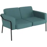 Meet by Paperflow Zweisitzer Sofa MEDSO Klassik, gepolstert, Sitzfläche austauschbar, B 1040 x T 515 x H 410 mm, Stoff und Stahl, blau/mattschwarz