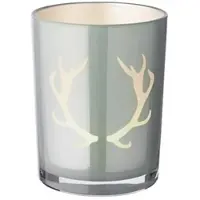 Edzard Teelichtglas Ati (Höhe 13 cm), grau, Geweih-Motiv