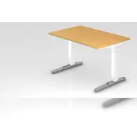 Proregal - Büromöbel mit top Leistungsdaten Schreibtisch Mika | Buche | Weißes Gestell poliert | BxT 120x80cm | Arbeitshöhe 65-85cm | höhenjustierbar, 1cm Raster | C-Fuß-Gestell | Rechteckform