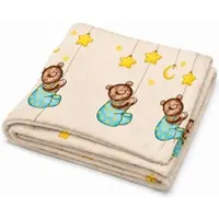 EXKLUSIV HEIMTEXTIL Baby Kuscheldecke Wolldecke Fleece Krabbeldecke Schmusedecke Babydecke 75x100 cm Bär