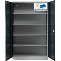Proregal Stahlschrank BEE mit 7 lackierten Fachböden | HxBxT 195x120x50cm | Lichtgrau-Anthrazit| Werkstattschrank Werkzeugschrank Aktenschrank